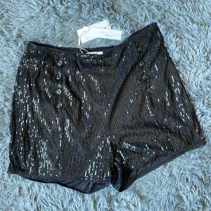 Belle Poque Fashion Black High Waist Sequin Shorts